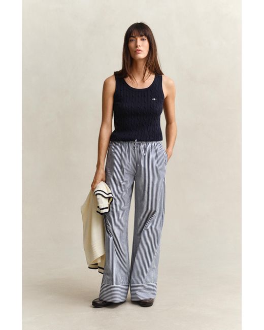 Gant Blue Striped Poplin Pants Rich