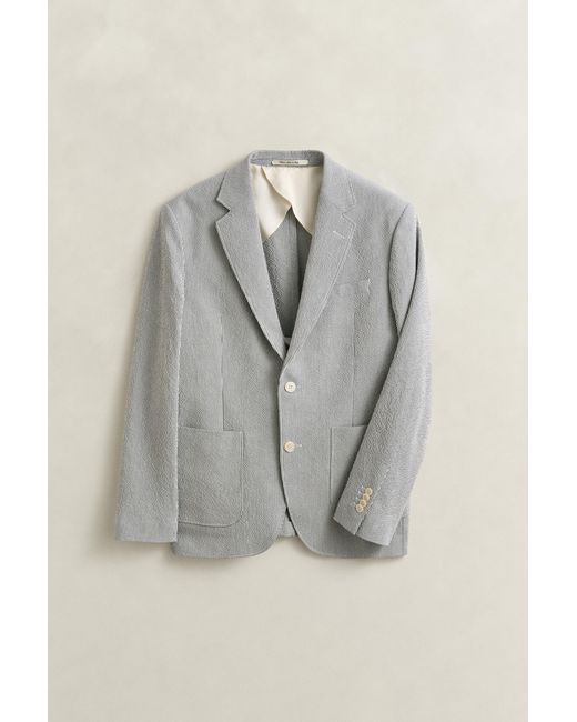 Gant Gray Seersucker Suit Jacket Eggshell for men