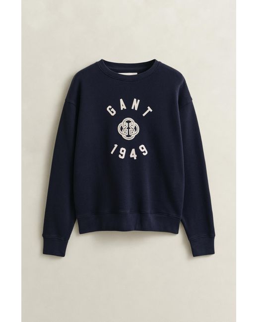 Gant Blue Graphic Crew Neck Sweatshirt Evening