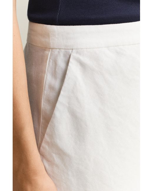 Gant Natural Flared Linen Blend Skirt Eggshell