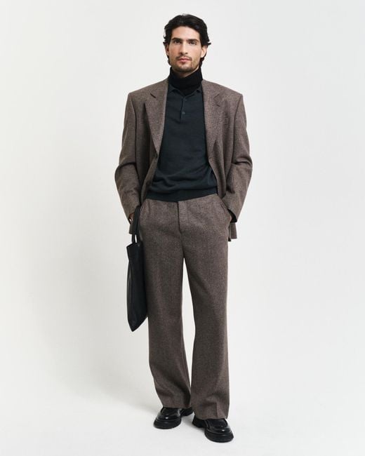 Gant Multicolor Relaxed Fit Mouliné Wool Suit Pants for men