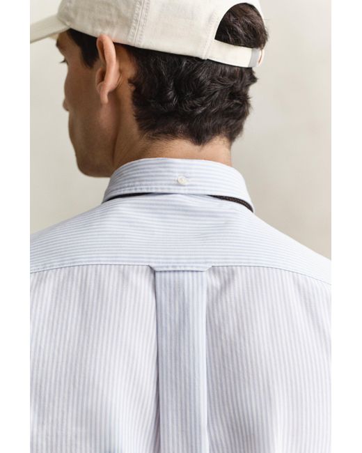 Gant Blue Classic Regular Striped Poplin Shirt for men