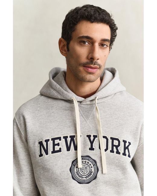 Gant Gray Graphic Hoodie Melange for men