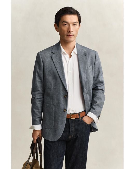 Gant Blue Herringbone Suit Jacket Marine for men