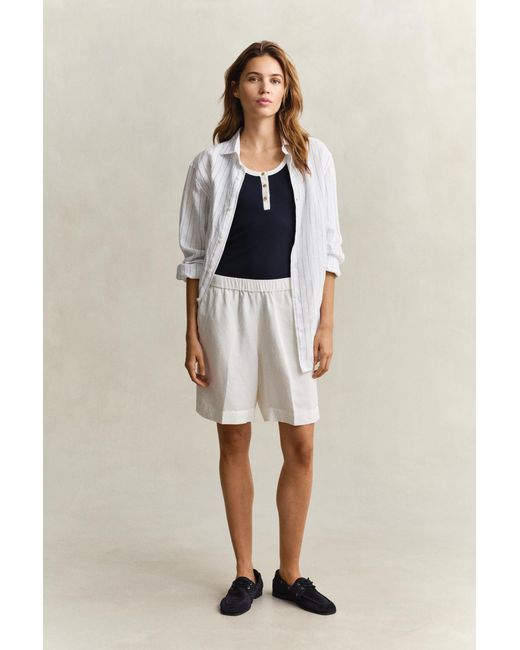 Gant Natural Linen Blend Shorts Eggshell