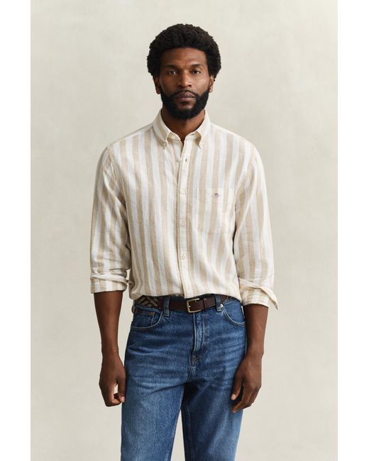 Gant Natural Striped Linen Blend Shirt for men