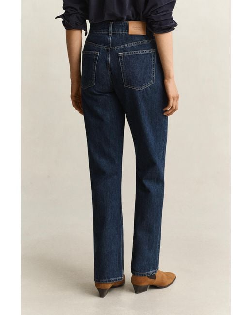 Gant Blue Relaxed Buttoned Jeans Dark Worn In