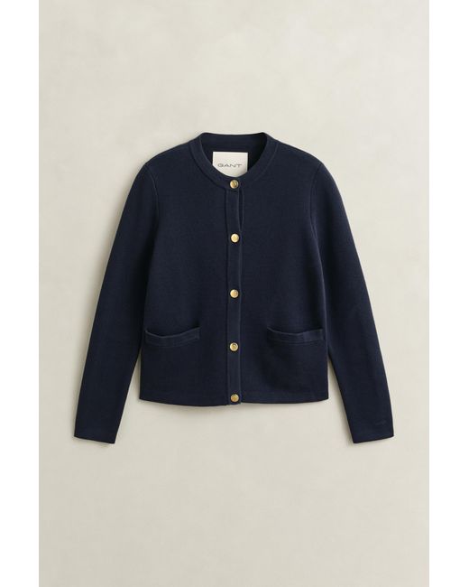 Gant Blue Knitted Cotton Jacket Evening
