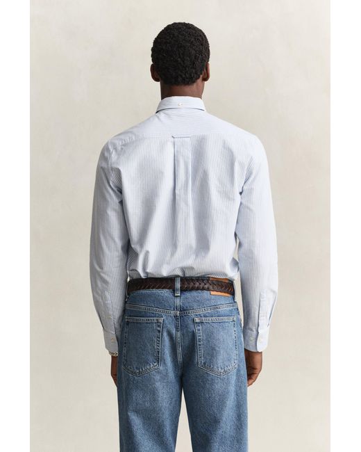 Gant White Classic Regular Striped Oxford Shirt for men