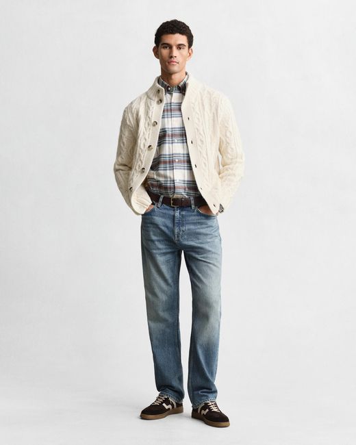 Gant Gray Regular Fit Classic Checked Oxford Shirt Woody for men