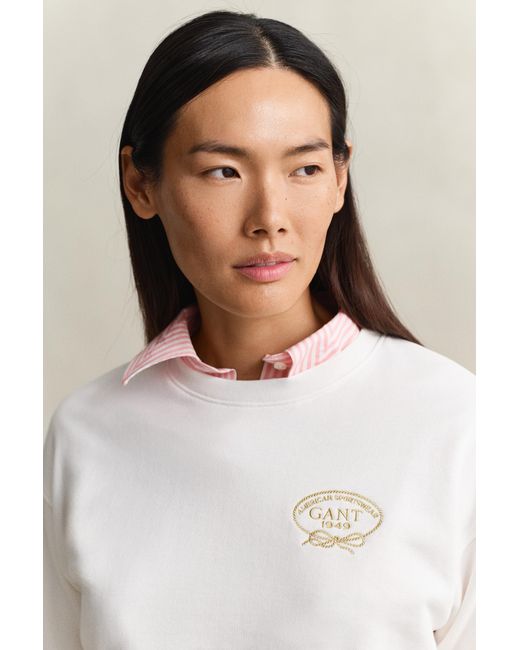 Gant White Rope Graphic Sweatshirt Eggshell