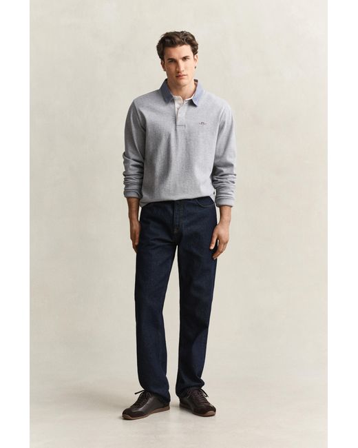 Gant Blue Chambray Collar Heavy Rugger Melange for men