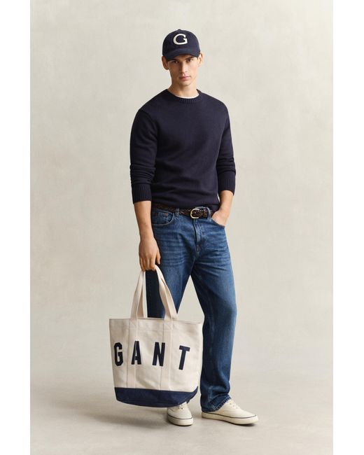 Gant Blue Contrast Tote Bag Cream for men