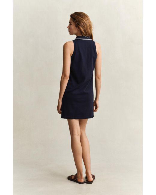 Gant Blue Sleeveless Piqué Polo Dress Evening