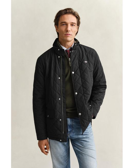 Gant Black Quilted Windcheater Mid-Length Jacket for men