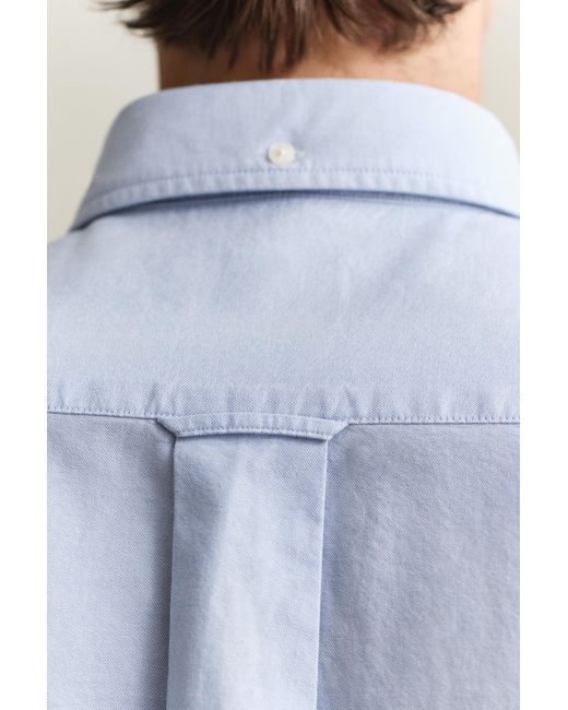 Gant Blue Classic Oxford Short Sleeve Shirt for men