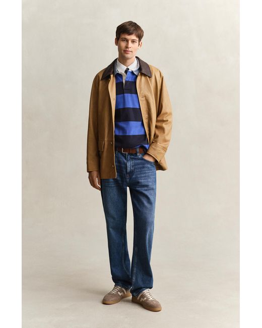 Gant Blue Chambray Collar Striped Heavy Rugger for men