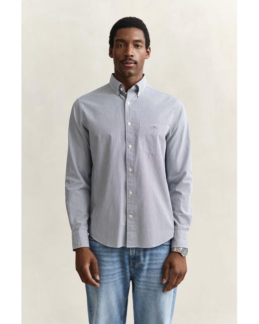 Gant Blue Banker Stripe Classic Poplin Shirt Persian for men