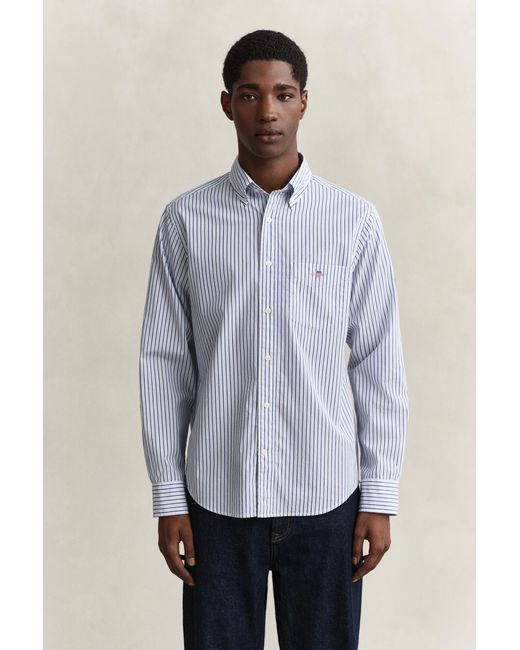Gant Blue Striped Poplin Shirt for men