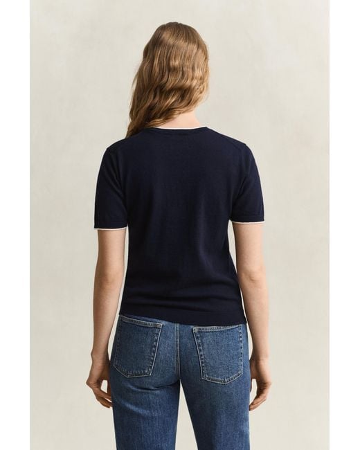 Gant Blue Short Sleeve Sweater Evening