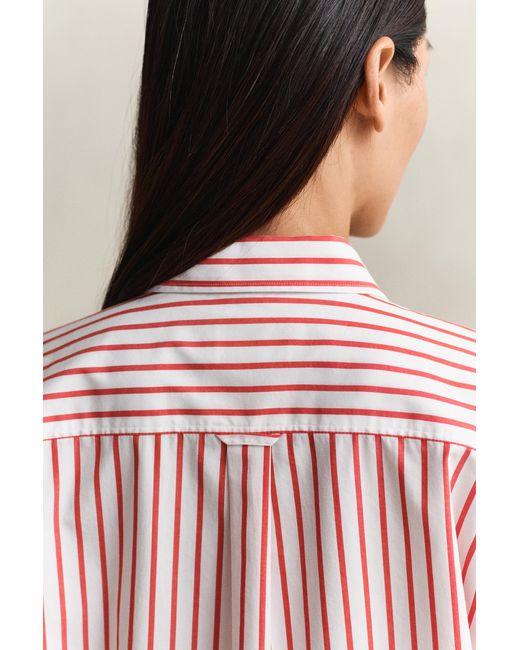 Gant Pink Relaxed Fit Striped Classic Poplin Shirt