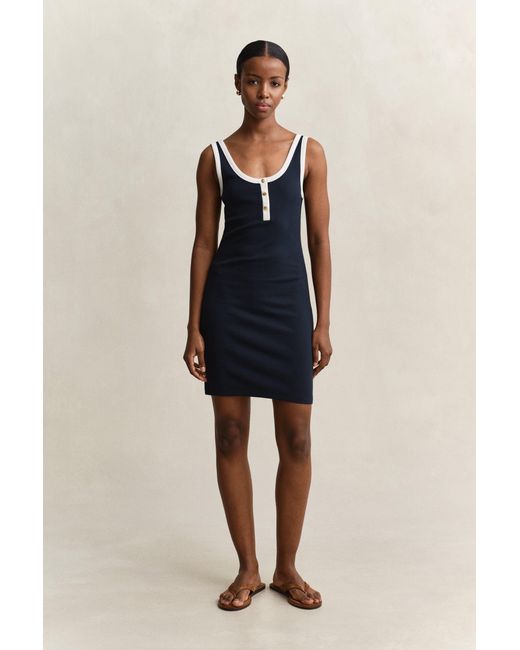 Gant Blue Ribbed Tank Dress Evening
