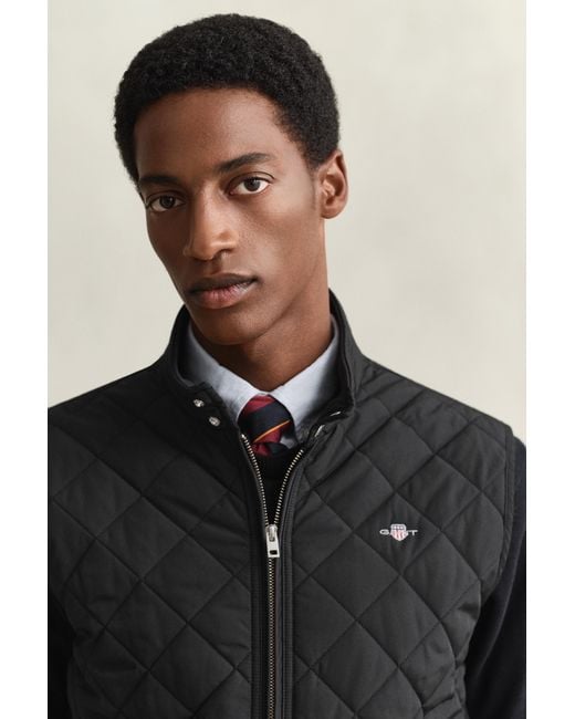Gant Black Quilted Windcheater Vest for men