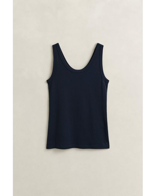 Gant Blue Ribbed Tank Top Evening