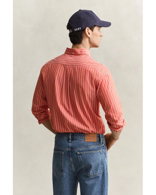 Gant Red Striped Classic Poplin Shirt for men