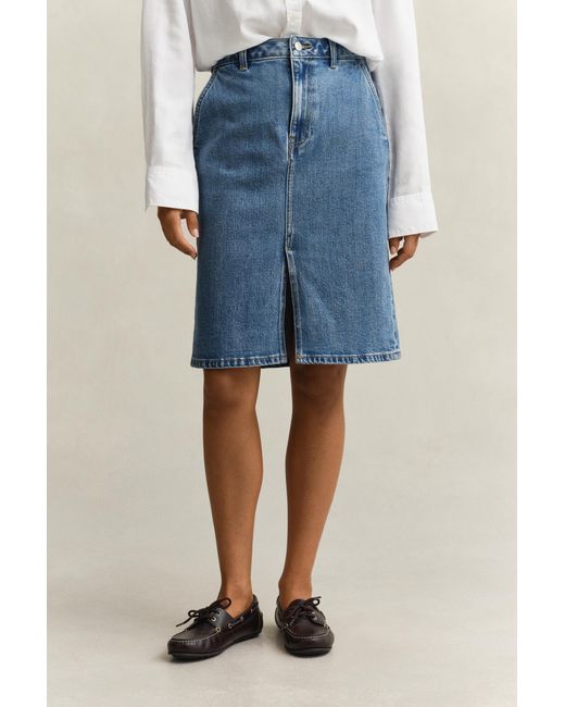 Gant Blue Denim Pencil Skirt Mid