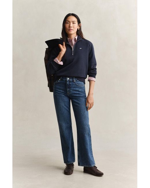 Gant Blue Shield Half Zip Sweatshirt