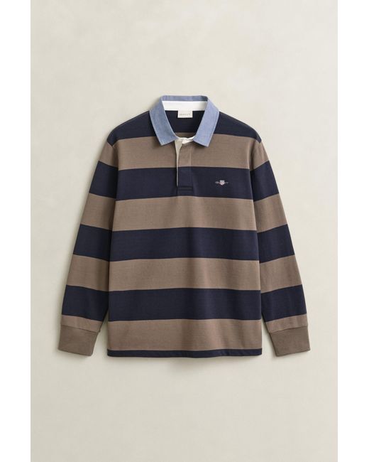 Gant Blue Chambray Collar Striped Heavy Rugger for men