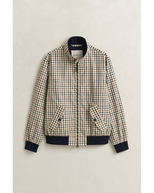 Gant Natural Cotton Blend Harrington Jacket Mahogany for men