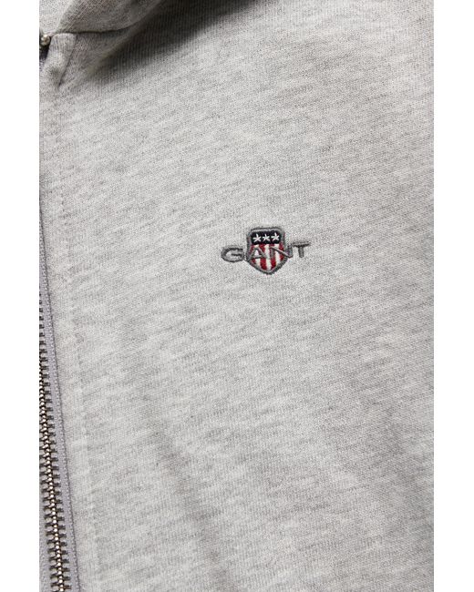 Gant Gray Teens Shield Zip Hoodie Melange