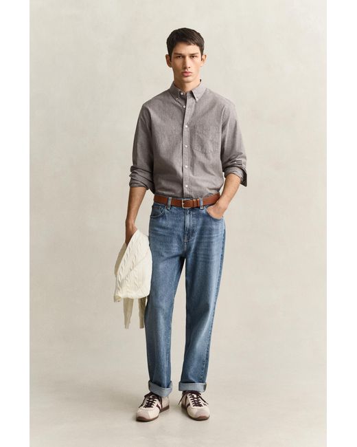 Gant Gray Mélange Archive Poplin Shirt Melange for men