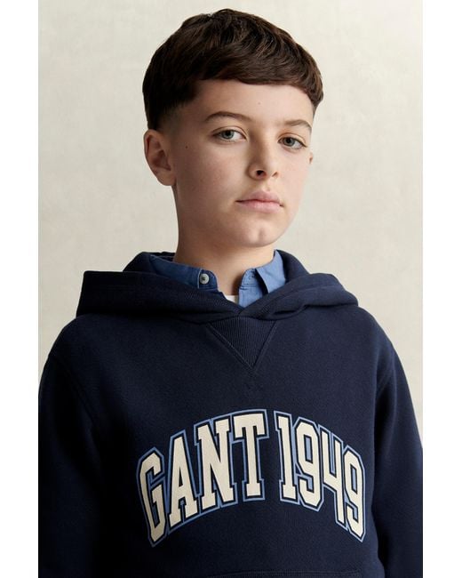 Gant Blue Teens Teen Boys Collegiate Hoodie Evening for men