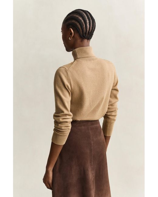 Gant Brown Wool Cotton Turtleneck Sweater Warm