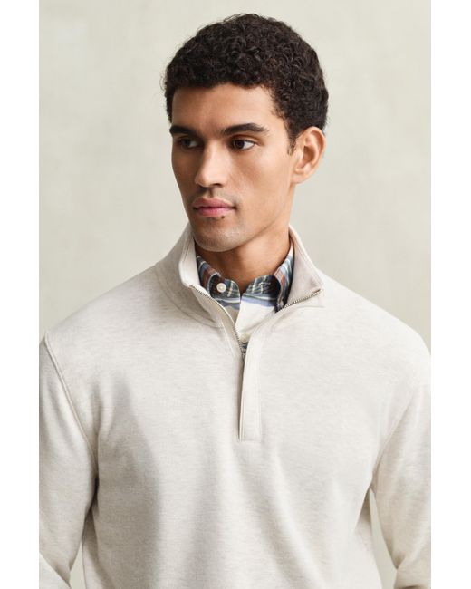 Gant Natural Sacker Rib Half-Zip Sweatshirt Seed Melange for men