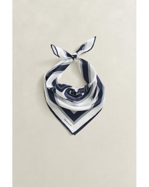Gant Blue Monogram Silk Scarf Evening