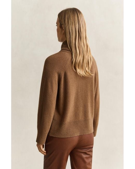 Gant Brown Wool Cashmere Turtleneck Sweater Warm