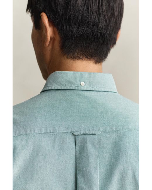 Gant Blue Classic Oxford Short Sleeve Shirt for men