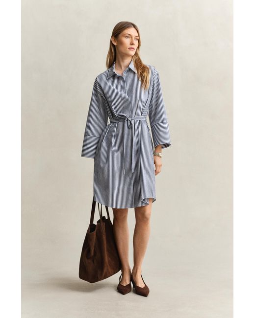 Gant Blue Striped Poplin Shirt Dress Rich