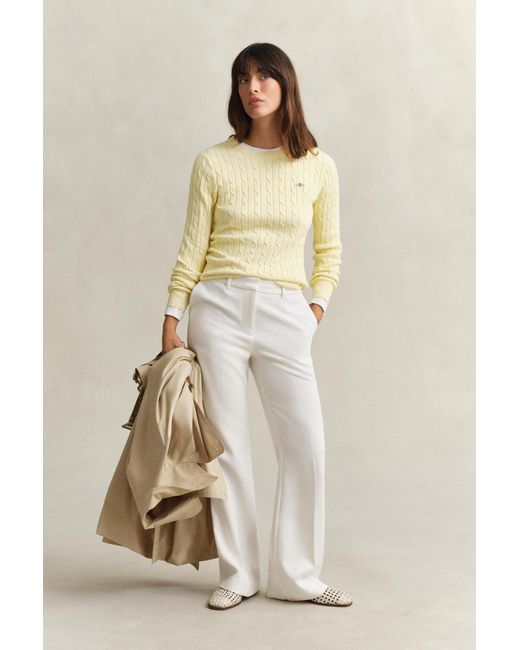 Gant Natural Cable Knit Crew Neck Sweater