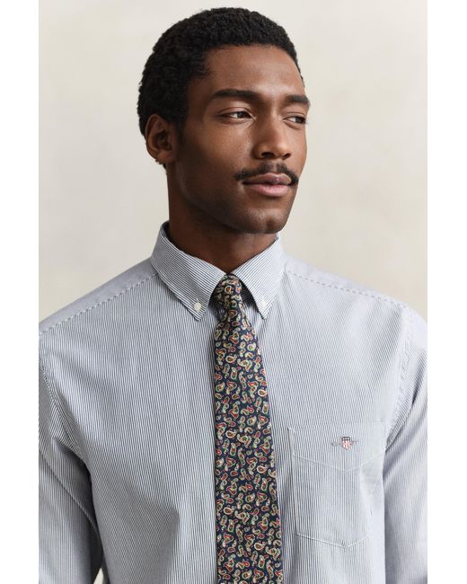Gant Blue Banker Stripe Classic Poplin Shirt Persian for men