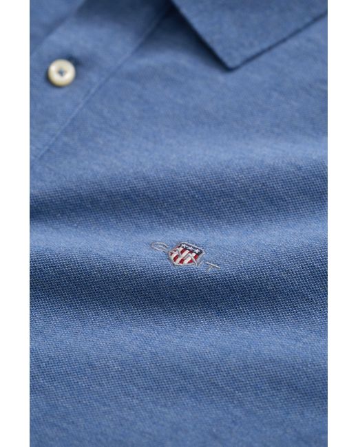 Gant Blue Regular Fit Polo Shirt Denim Melange for men