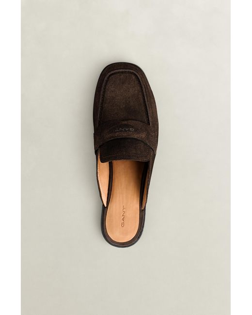 Gant Brown Gimble Suede Mules Dark