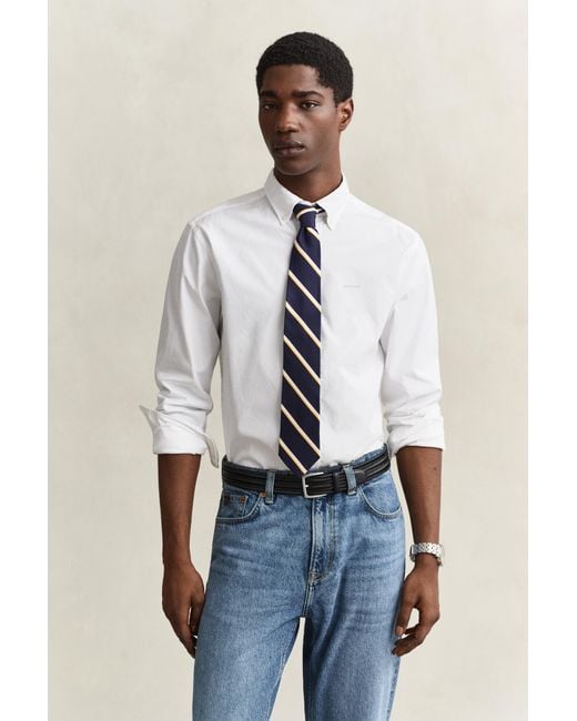 Gant Blue Regular Fit Pinpoint Oxford Shirt for men