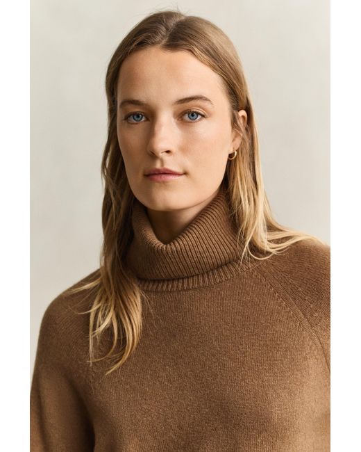 Gant Brown Wool Cashmere Turtleneck Sweater Warm