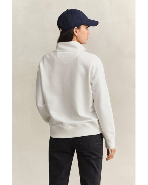 Gant White Shield Half Zip Sweatshirt