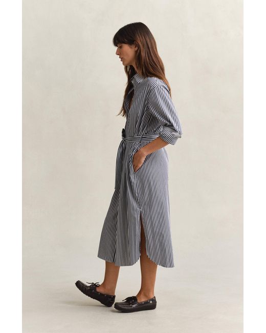 Gant Blue Striped Poplin Shirt Dress Classic